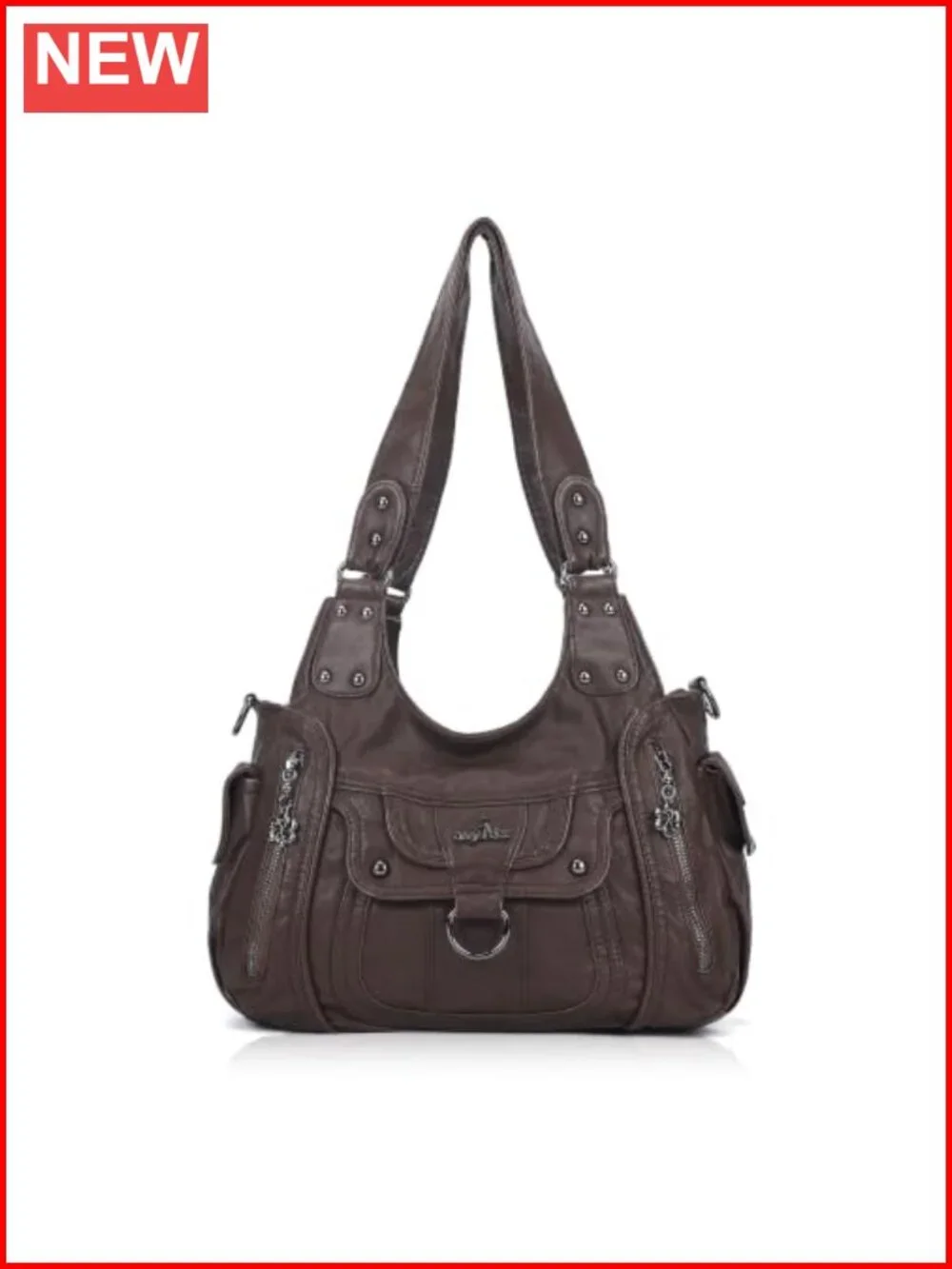 Vegan Leather Hobo Shoulder Bag with Adjustable Strap Large Capacity Tote